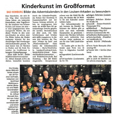 Taunus Zeitung 18.11.2022, Kinderkunst im Großformat